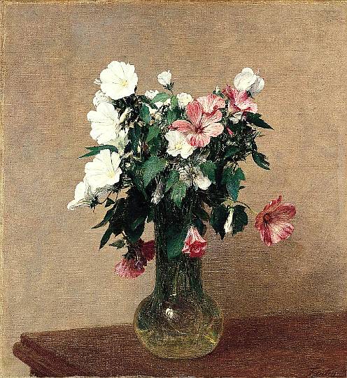 Fantin-Latour.-FF.-White and Pink Mallows in a Vase.-1895