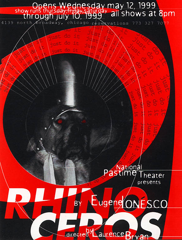 IONESCO.-H.-Rinoceronte 6.-affiche delNational Pastime Theater.-Chicago.-1999